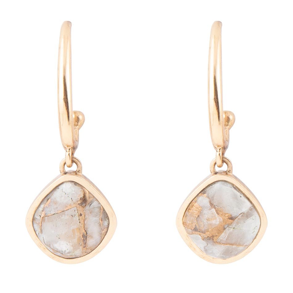 White and Golded Calcite Drop Earrings - Barse Jewelry