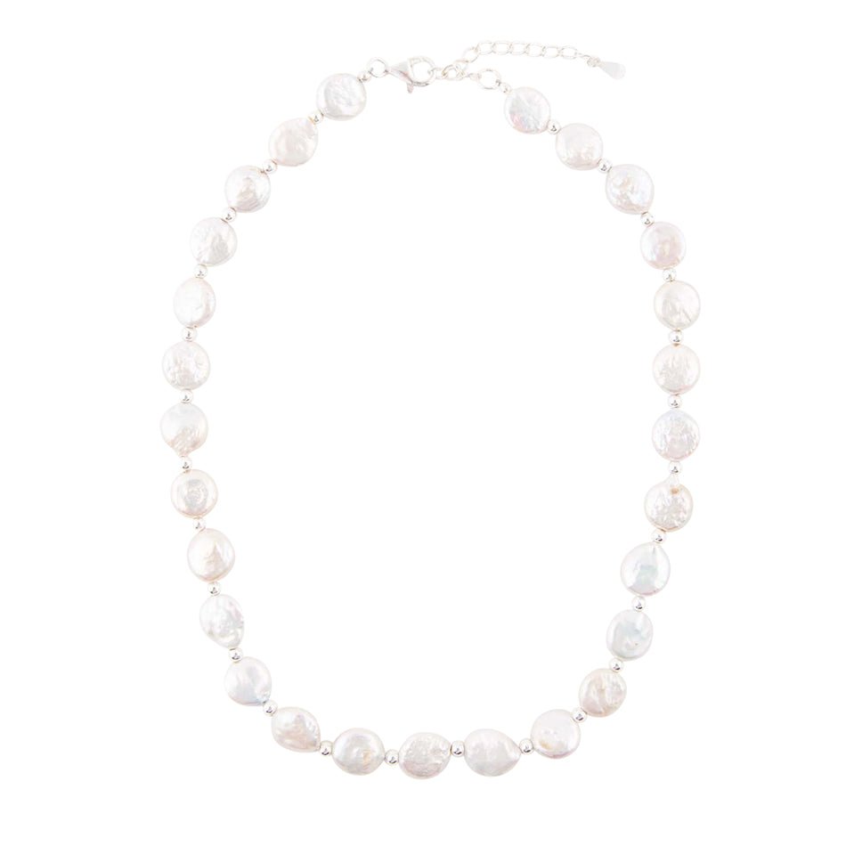 White Fresh Water Pearl Sterling Silver Necklace - Barse Jewelry