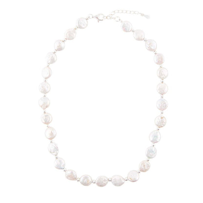 White Fresh Water Pearl Sterling Silver Necklace - Barse Jewelry