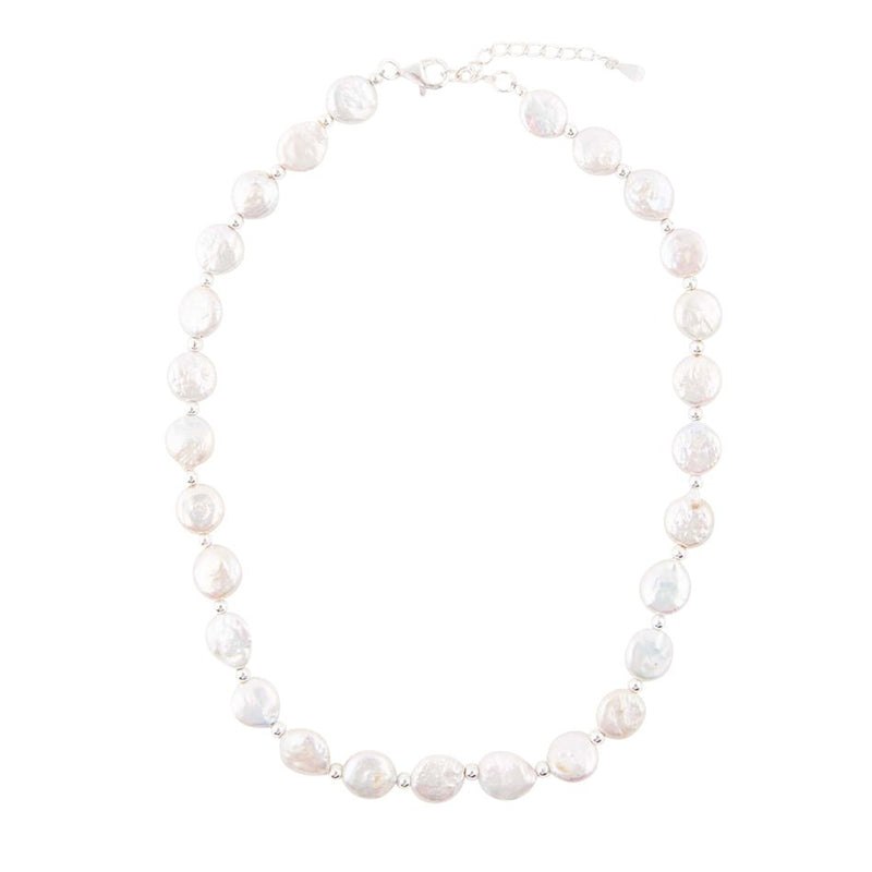 White Fresh Water Pearl Sterling Silver Necklace - Barse Jewelry
