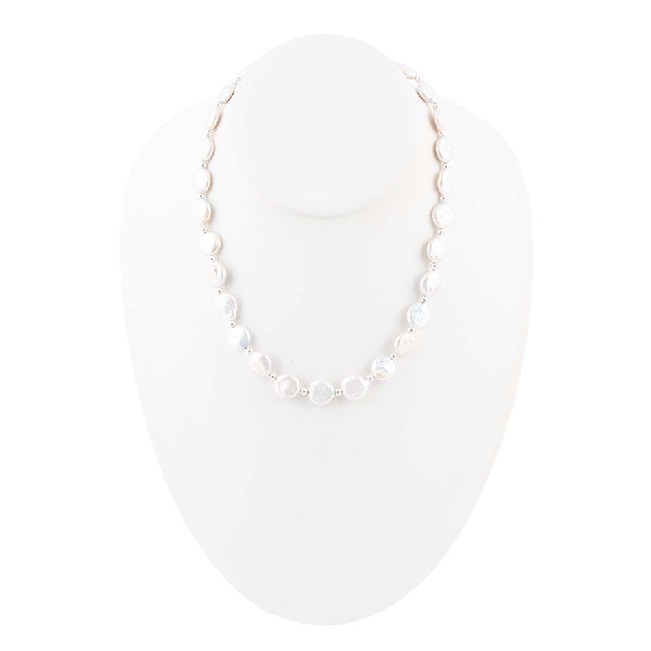 White Fresh Water Pearl Sterling Silver Necklace - Barse Jewelry