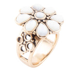 White Hibiscus Mother of Pearl and Golden Ring - Barse Jewelry