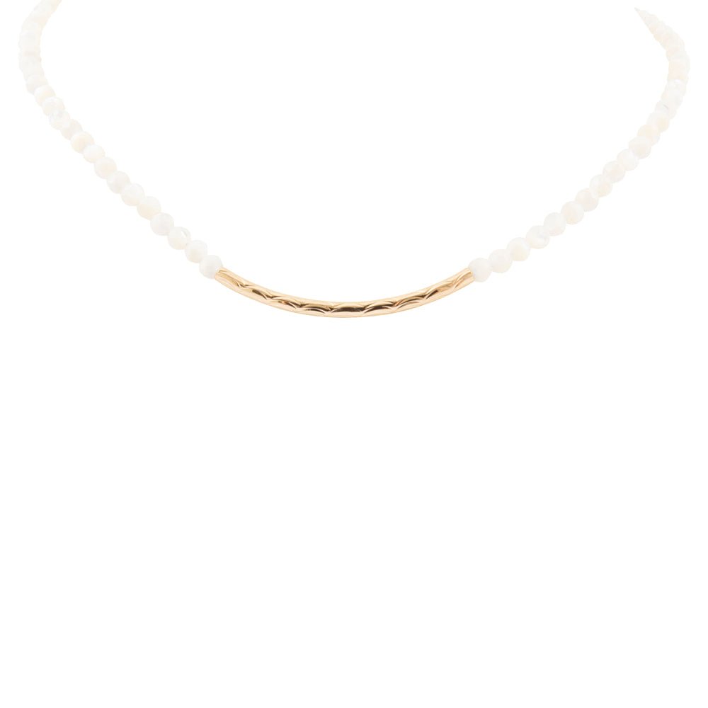 White Mother of Pearl Golden Bar Necklace - Barse Jewelry