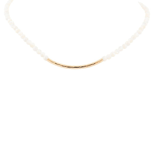 White Mother of Pearl Golden Bar Necklace