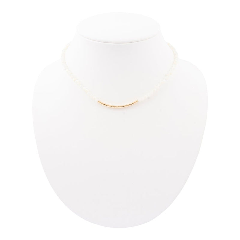 White Mother of Pearl Golden Bar Necklace - Barse Jewelry