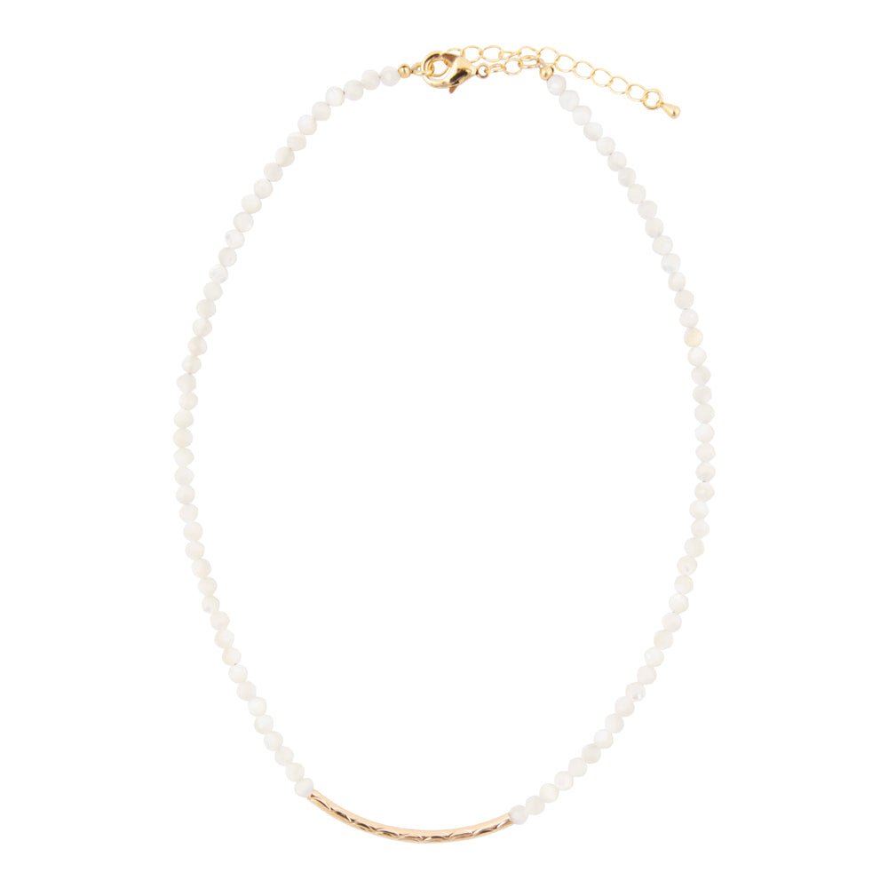 White Mother of Pearl Golden Bar Necklace - Barse Jewelry