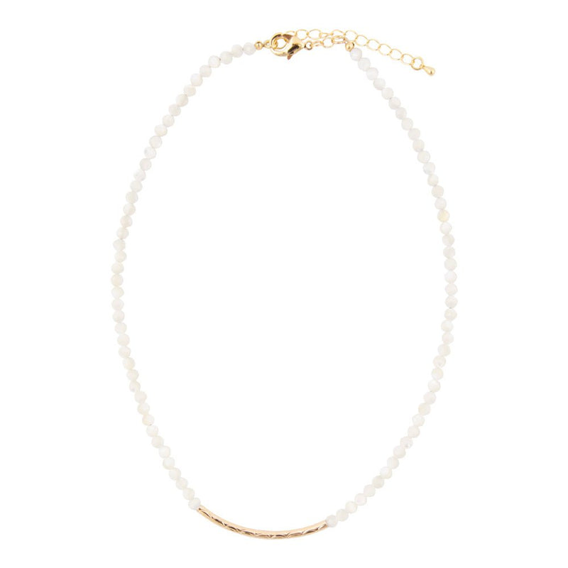 White Mother of Pearl Golden Bar Necklace - Barse Jewelry