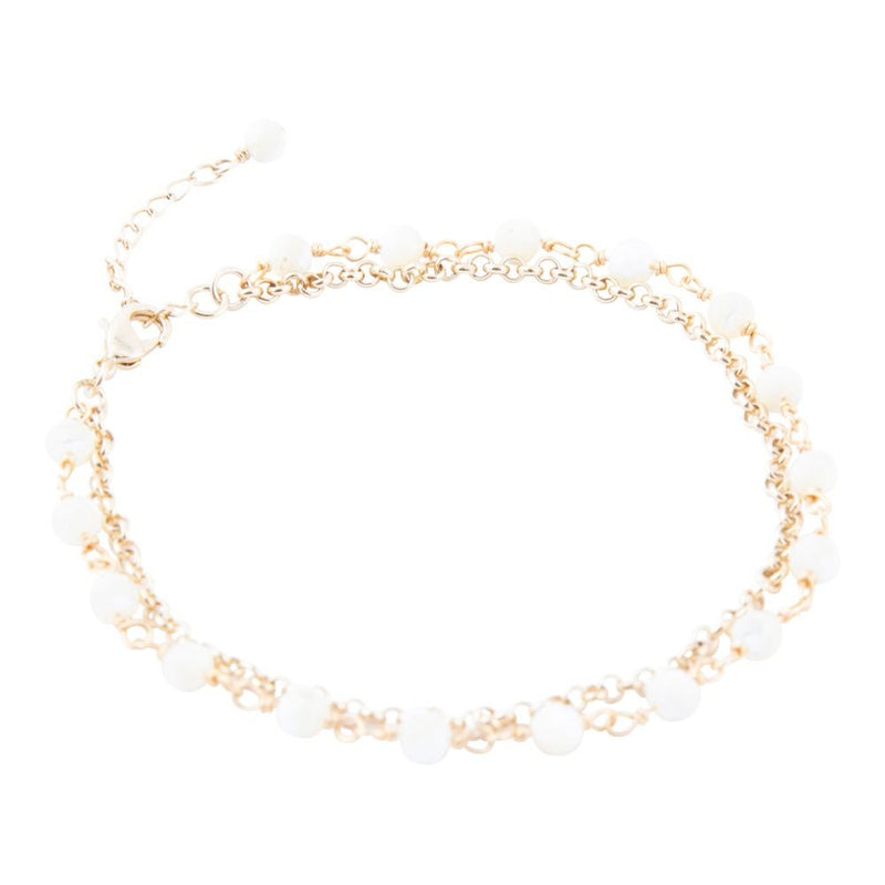 White Mother of Pearl Golden Chain Bracelet - Barse Jewelry