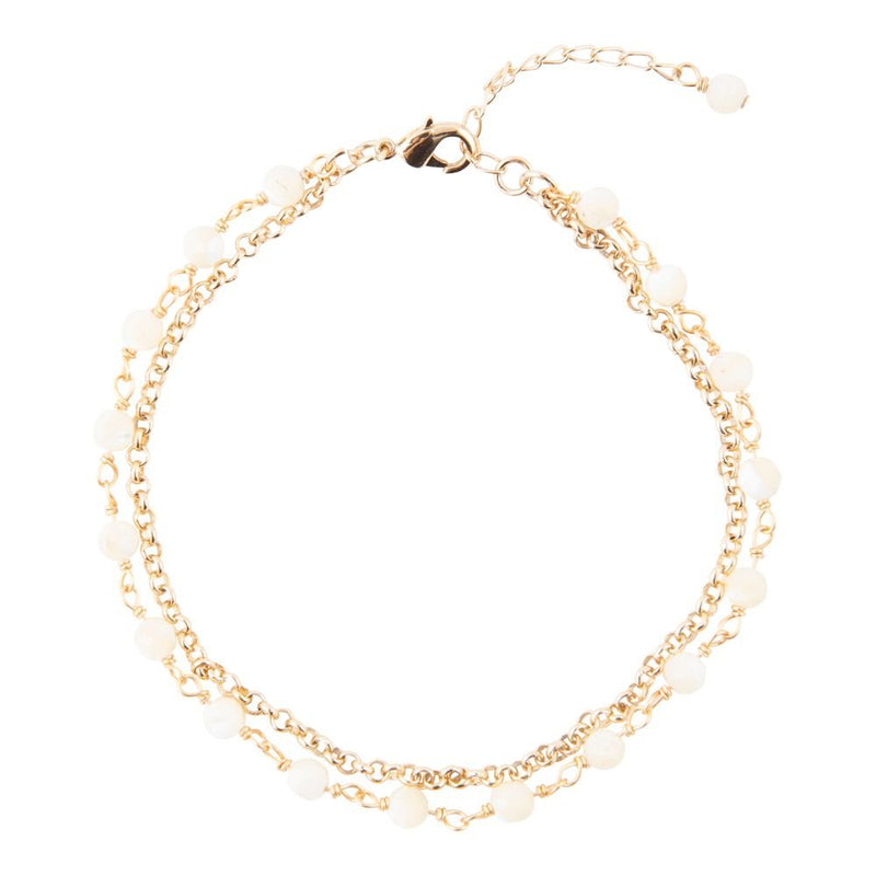 White Mother of Pearl Golden Chain Bracelet - Barse Jewelry