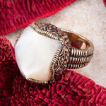 White Mother of Pearl Golden Chunky Ring - Barse Jewelry