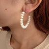 White Mother of Pearl Golden Hoop Earrings - Barse Jewelry