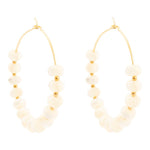 White Mother of Pearl Golden Hoop Earrings - Barse Jewelry