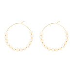 White Mother of Pearl Golden Hoop Earrings - Barse Jewelry