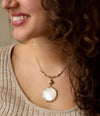 White Mother of Pearl Golden Statement Pendant Necklace - Barse Jewelry