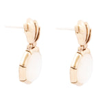 White Mother of Pearl Lotus Post Golden Drop Earrings - Barse Jewelry