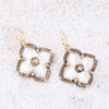 White Mother of Pearl Maltese Cross Golden Drop Earrings - Barse Jewelry