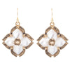 White Mother of Pearl Maltese Cross Golden Drop Earrings - Barse Jewelry