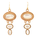 White Mother of Pearl Ovation Golden Drop Earrings - Barse Jewelry