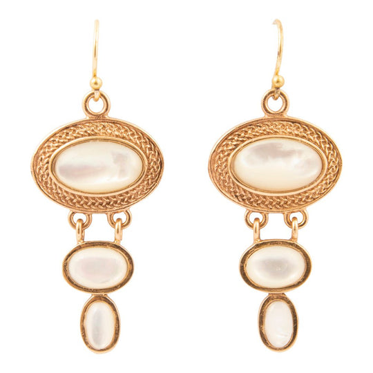White Mother of Pearl Ovation Golden Drop Earrings