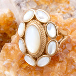 White Mother of Pearl Ovation Golden Statement Ring - Barse Jewelry