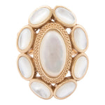 White Mother of Pearl Ovation Golden Statement Ring - Barse Jewelry