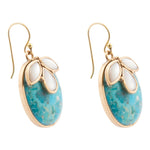 White Mother of Pearl Petal Golden Drop Earrings - Barse Jewelry