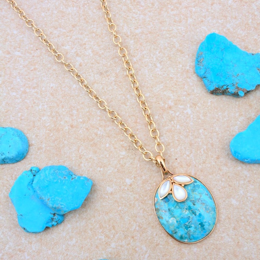 White Mother of Pearl Petal Golden Pendant Necklace - Barse Jewelry