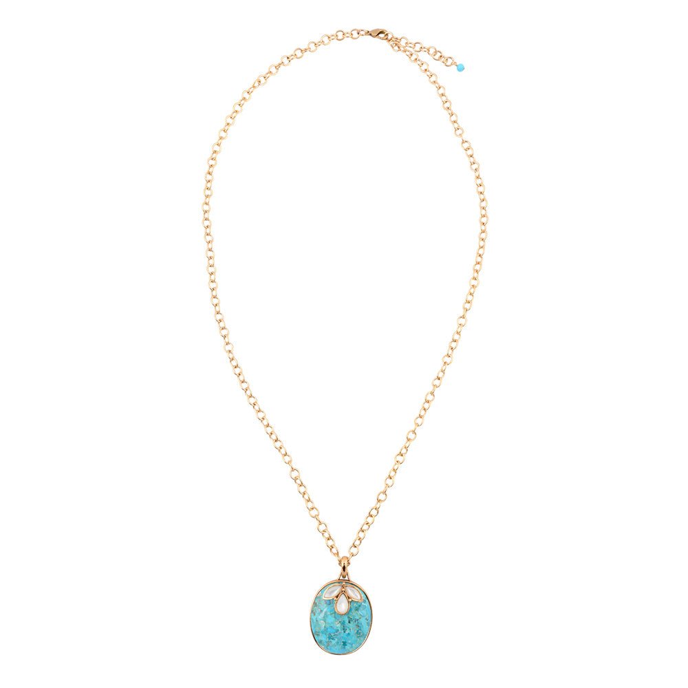 White Mother of Pearl Petal Golden Pendant Necklace - Barse Jewelry