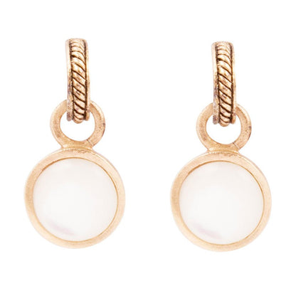 White Mother of Pearl Spotlight Golden Drop Earrings - Barse Jewelry