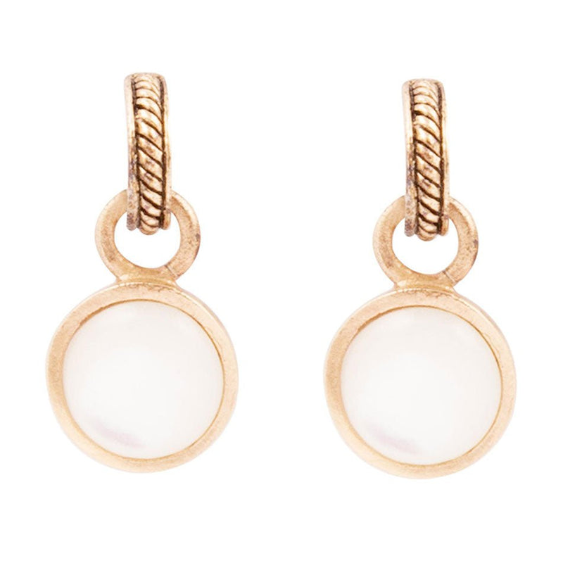 White Mother of Pearl Spotlight Golden Drop Earrings - Barse Jewelry