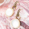 White Mother of Pearl Spotlight Golden Drop Earrings - Barse Jewelry