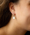 White Mother of Pearl Spotlight Golden Drop Earrings - Barse Jewelry