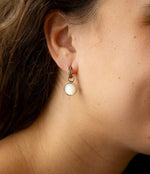 White Mother of Pearl Spotlight Golden Drop Earrings - Barse Jewelry