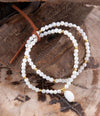 White Mother of Pearl Stretch Golden Bracelet - Barse Jewelry