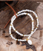 White Mother of Pearl Stretch Golden Bracelet - Barse Jewelry