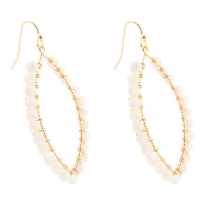 White Mother of Pearl Tear Drop Golden Loop Earrings - Barse Jewelry