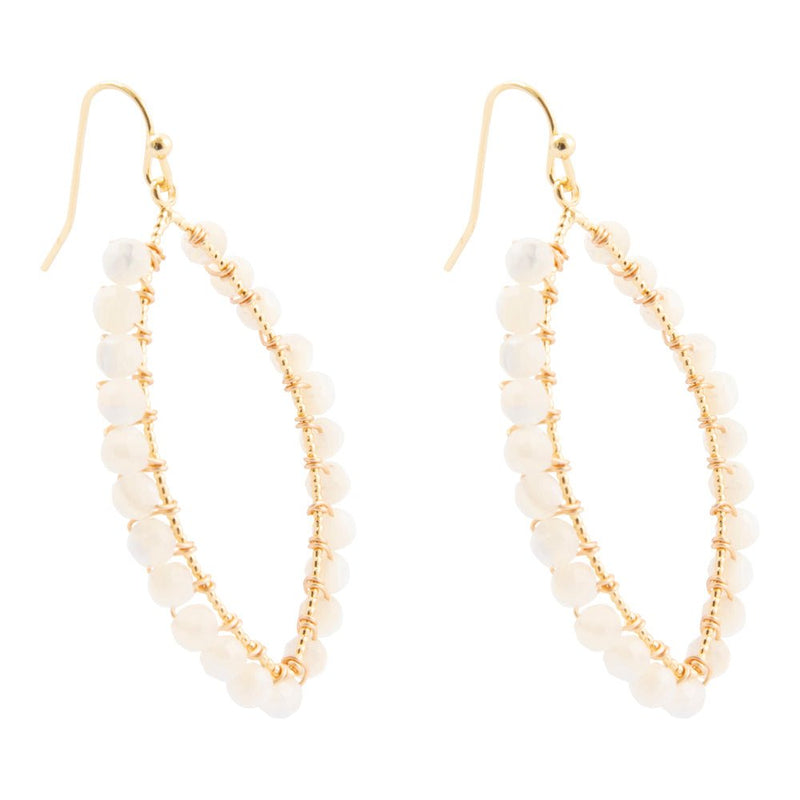 White Mother of Pearl Tear Drop Golden Loop Earrings - Barse Jewelry
