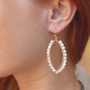 White Mother of Pearl Tear Drop Golden Loop Earrings - Barse Jewelry