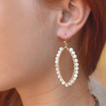 White Mother of Pearl Tear Drop Golden Loop Earrings - Barse Jewelry