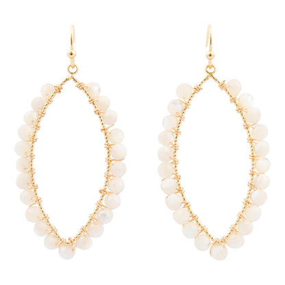 White Mother of Pearl Tear Drop Golden Loop Earrings - Barse Jewelry