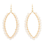 White Mother of Pearl Tear Drop Golden Loop Earrings - Barse Jewelry