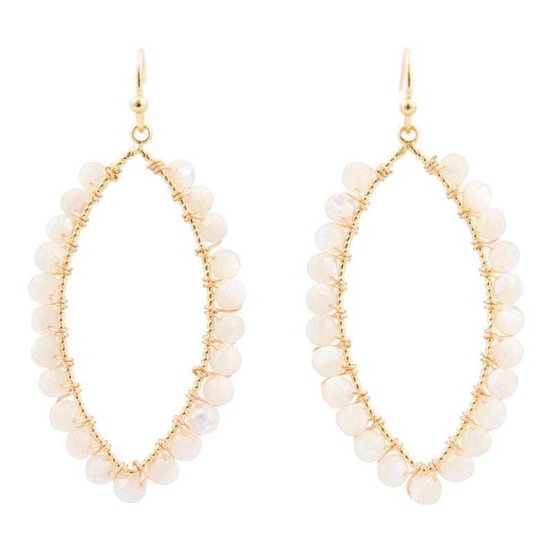 White Mother of Pearl Tear Drop Golden Loop Earrings - Barse Jewelry