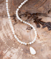 White Mother of Pearl Tear Drop Golden Pendant Necklace - Barse Jewelry