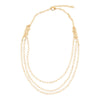 White Mother of Pearl Triple Strand Golden Necklace - Barse Jewelry