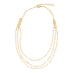 White Mother of Pearl Triple Strand Golden Necklace - Barse Jewelry