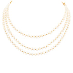 White Mother of Pearl Triple Strand Golden Necklace - Barse Jewelry