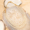 White Mother of Pearl Triple Strand Golden Necklace - Barse Jewelry