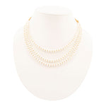 White Mother of Pearl Triple Strand Golden Necklace - Barse Jewelry