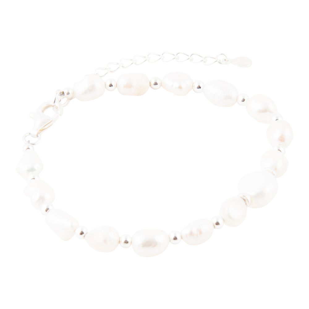 White Pearl Beaded Sterling Silver Bracelet - Barse Jewelry