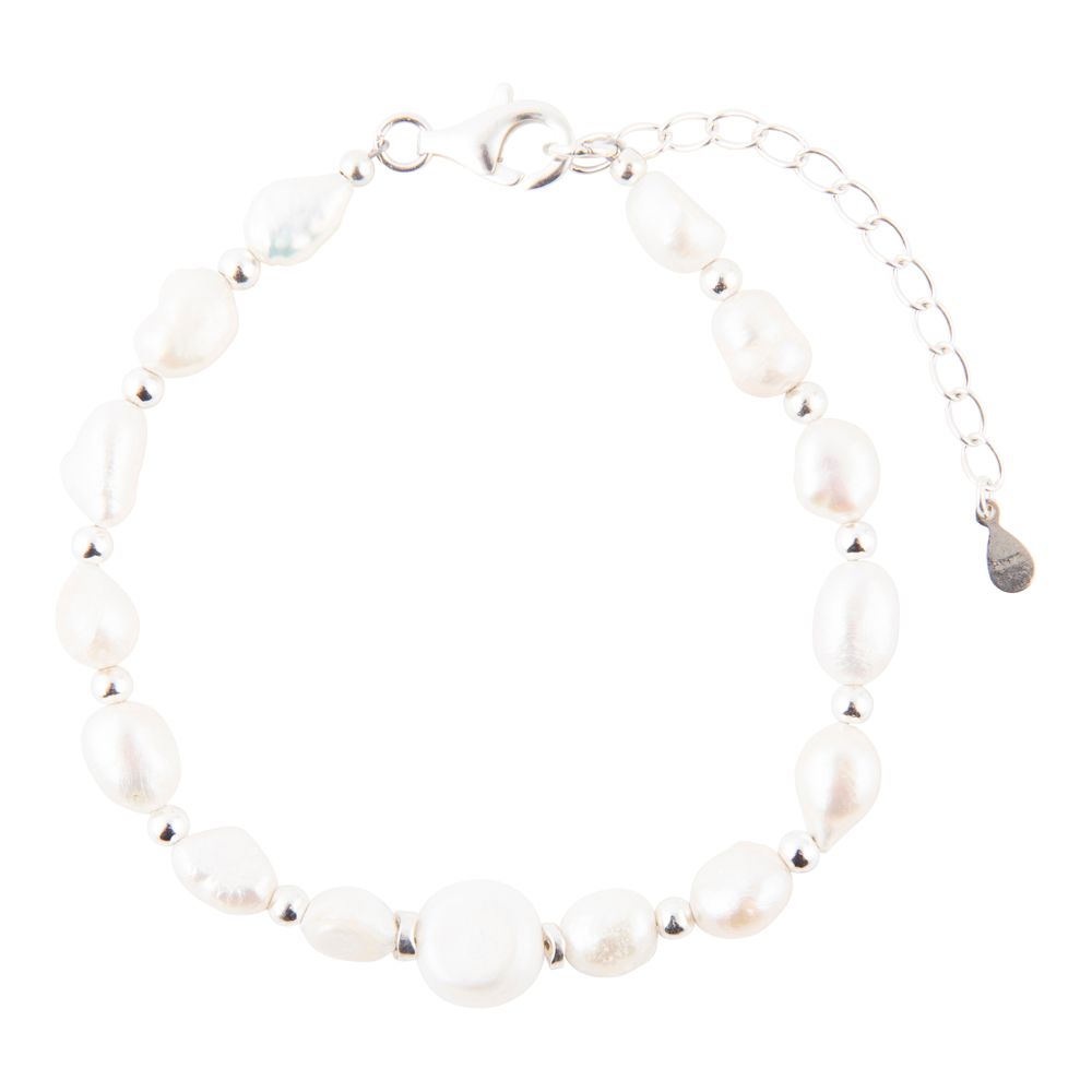 White Pearl Beaded Sterling Silver Bracelet - Barse Jewelry